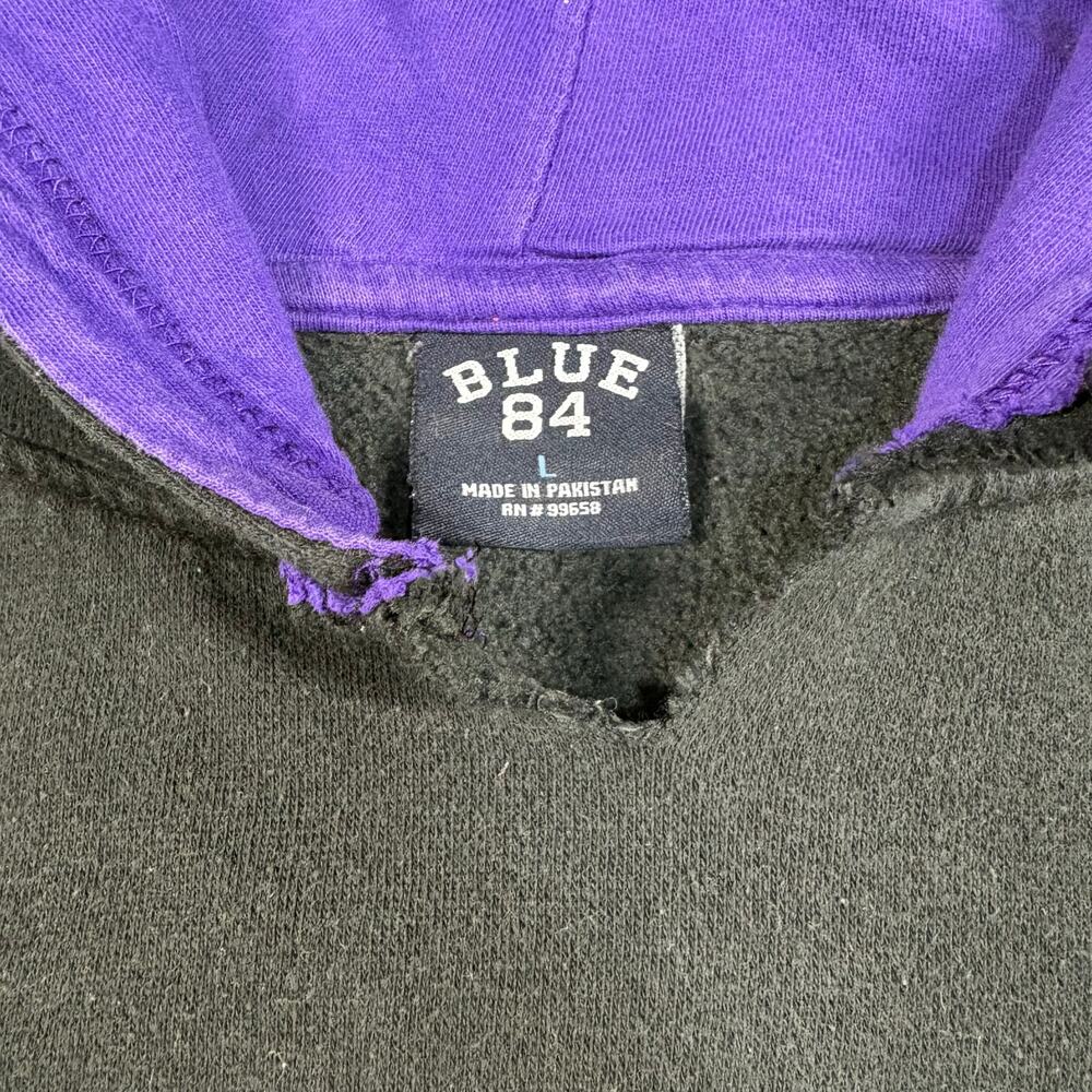 LSU‎ Tigers Blue 84 Black Pullover Hoodie with SEC Sleeve Patch Sz L Preowned - Picture 5 of 5